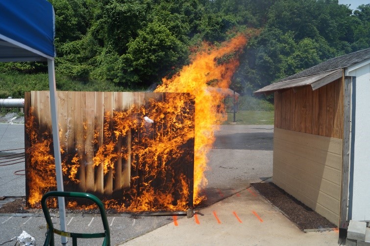 parallel fence panels burning