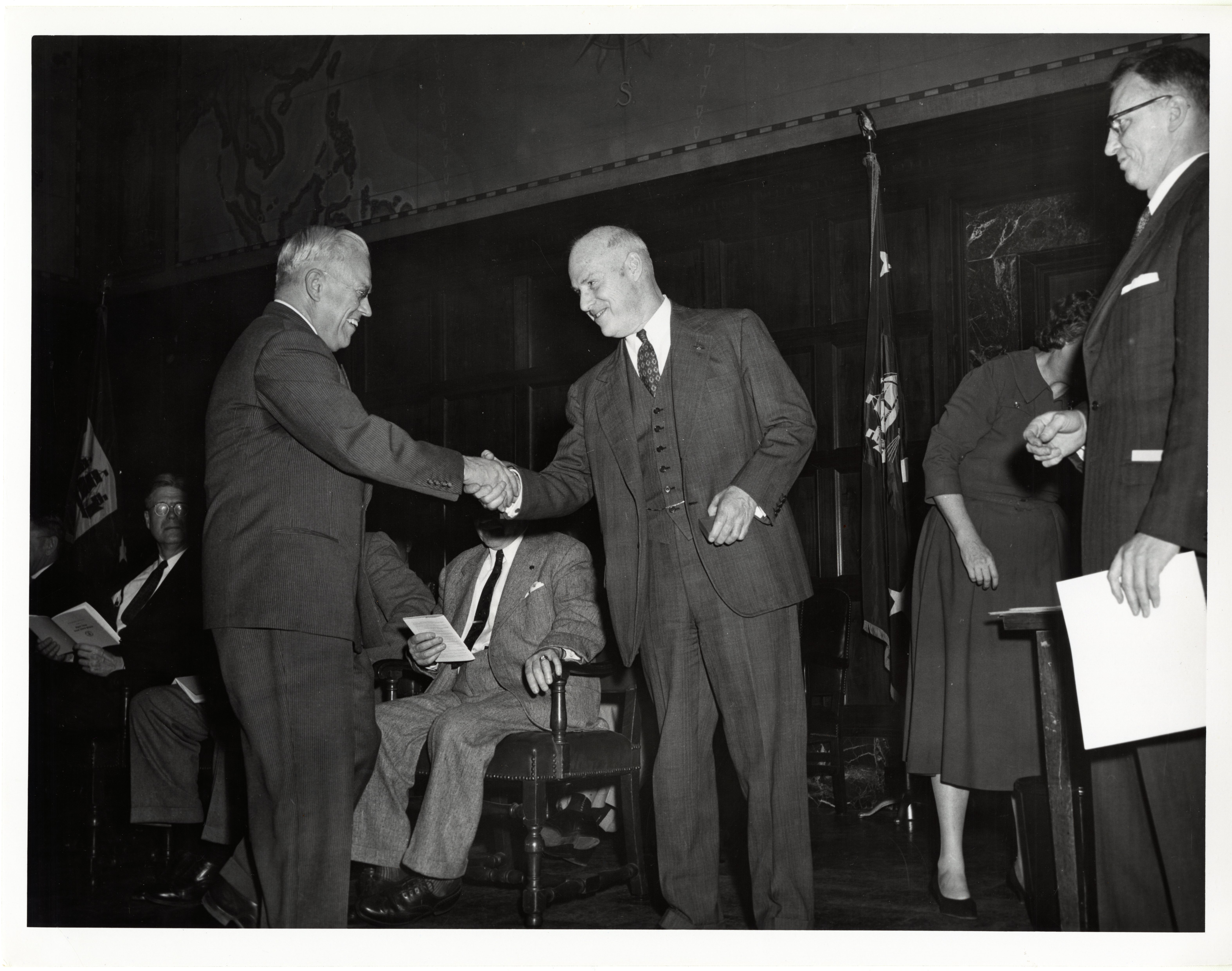 LVJ receiving the Silver Metal, 1956