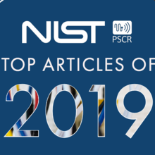 This image displays text over an image of wires that states "NIST PSCR Top Articles of 2019"