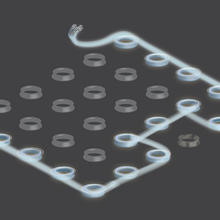 artist's rendering of a fault-tolerant photon delay device