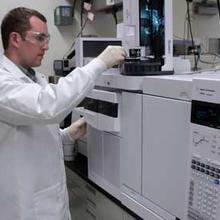 Elijah Petersen with Mass Spectrometer