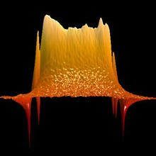 black background with orange colored peak