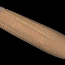 Digital image shows bullet with long grooves.