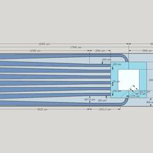 Drawing in varios shades of blue showing a waveguide design for radio frequency signals.