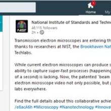 NIST LinkedIn post for the stroboscopic TEM