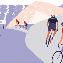 An artist's conception shows the algorithms as a group of bike racers on a mountain road, closing in on the finish line over the next hill. 