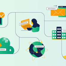 graphic showing various ways that people are accessing the internet and networked resources via computers, mobile phones and clouds