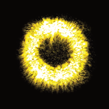 Series of visible light colors generated by a microring resonator.