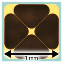 Optical microscope image of a silicon nitride trampoline pressure sensor