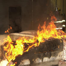 an actively burning mattress