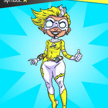 Cartoon drawing of Ms. Ampere superhero