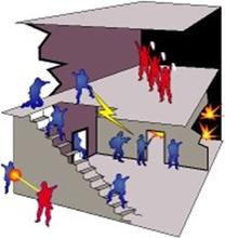 Graphic demonstrating team members preventing friendly fire