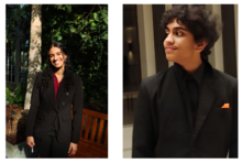 portraits of two people wearing black