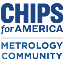 CHIPS for America Metrology Community in blue text with a blue to red gradient line