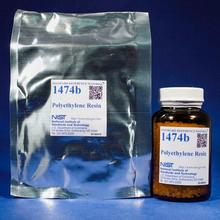 two packages of NIST SRM 1474b, one in a labeled foil packet and the other in a labeled brown glass bottle