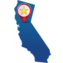 state star graphic with pin on roseville, california