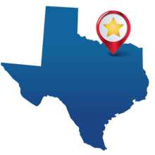 texas state star graphic with pin on allen
