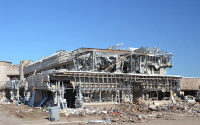 Building that has been destroyed by a tornado