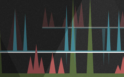 A dark rectangle filled with colored triangles.