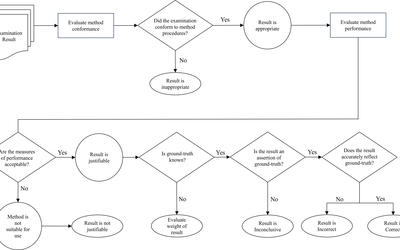 A flow diagram reflecting the process for evaluating examination results