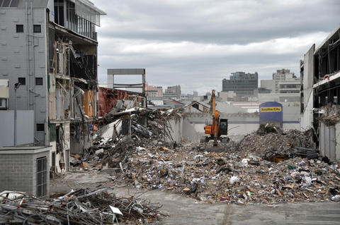 A view of rubble in the central business district of Christchurch, New Zealand, following a devastating earthquake.