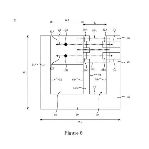 patent drawing of the device. Lots of squares and squiggly lines. 