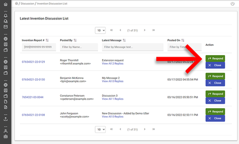 Discussion list screenshot.