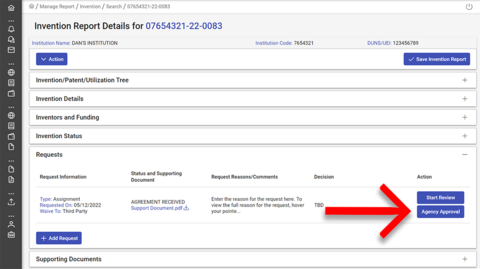 Agency approval screenshot.
