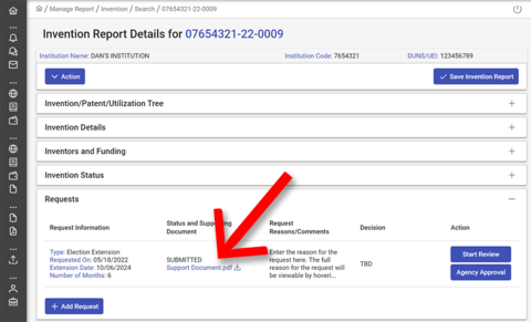 Support document screenshot.
