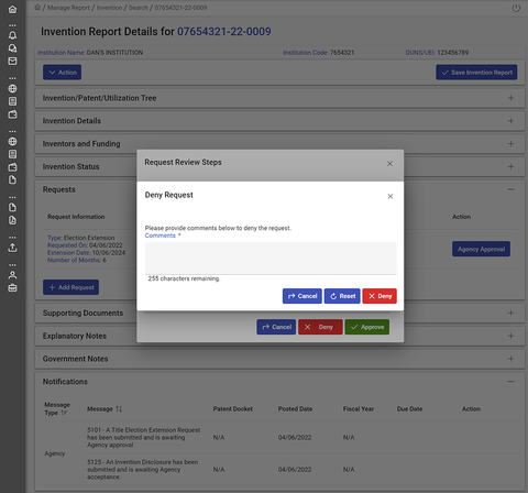 Deny request screenshot.