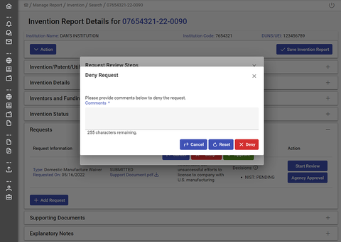 Deny request screenshot.