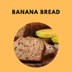 Photo of Banana Bread in Orange Text Box
