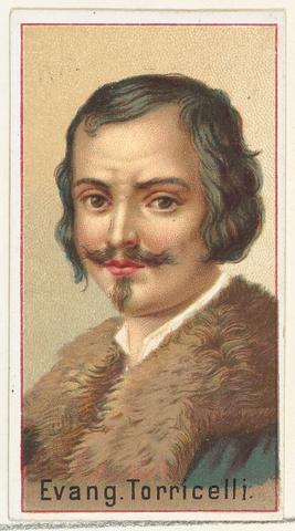 Historical color portrait is labeled Evang. Torricelli.