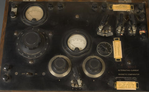Close up of Magnetic Comparator for testing prison bars panel, circa 1930s.