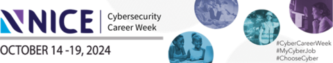Cybersecurity Career Week Long Banner with Date and Hashtags