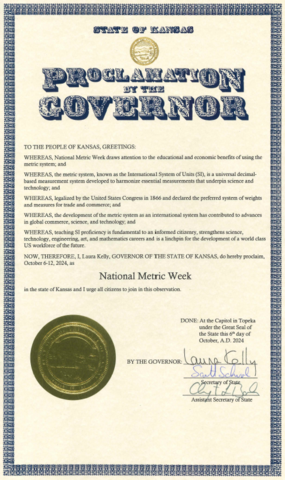Image of 2024 Kansas Metric Week Proclamation