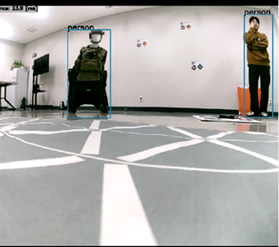 Figure 4: Example of real-world autonomous human detection and positioning on the map (photo 1)
