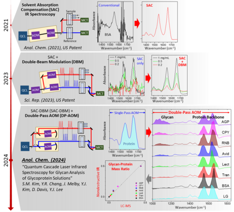 Development of the high-sensitivity IR spectroscopy based on the solvent absorption compensation technique