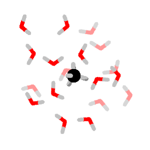 a methane molecule surrounded by water