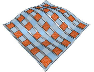 Graphic of a flexible organic semiconductor-based device.