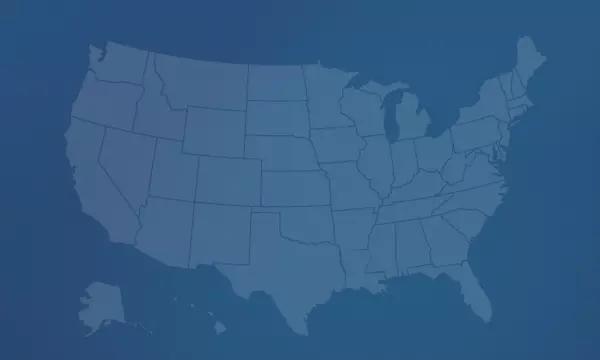 Dark blue background with light blue US map that shows states