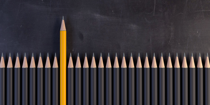 value proposition with one orange pencil standing out from other pencils
