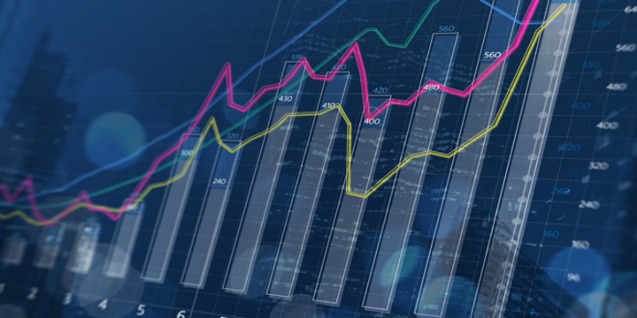 Financial bar chart and growing graphs