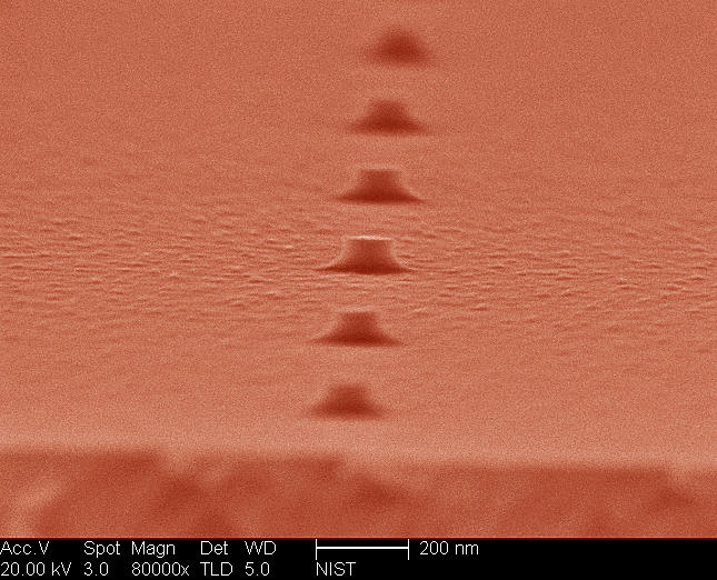 Colorized micrograph of quantum dots 
