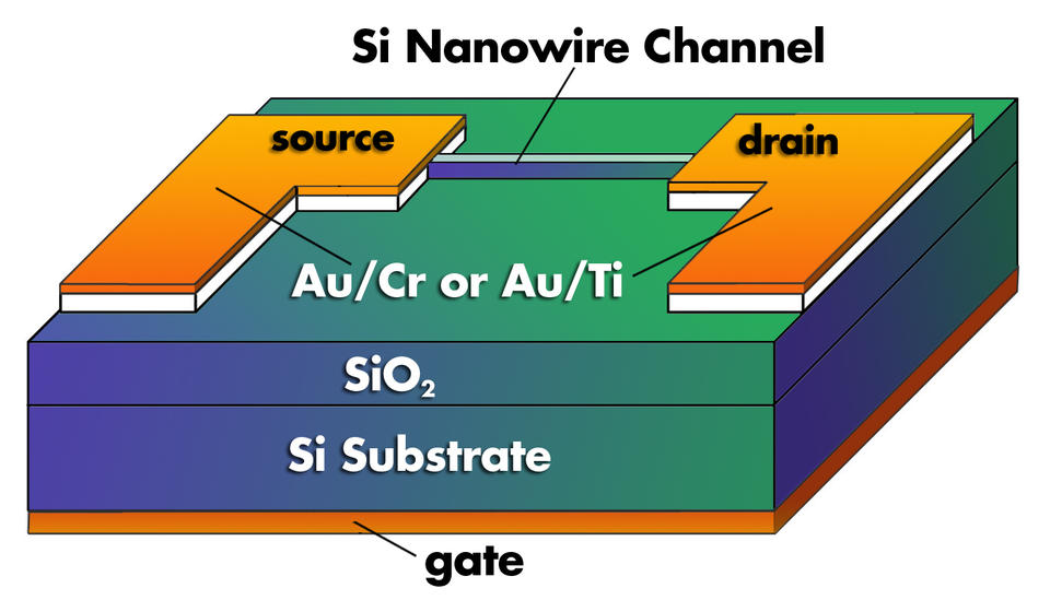 A schematic diagram of the NIST nanowire transistor