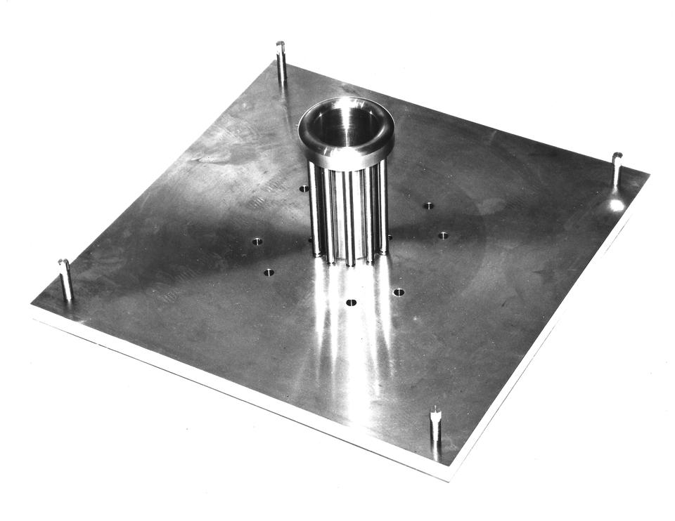 Square of steel with round structure in the middle