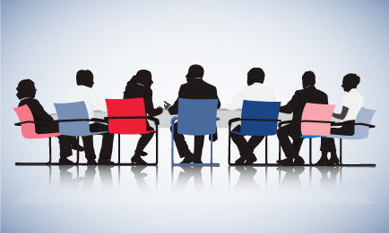 group of committee members seated at a roundtable