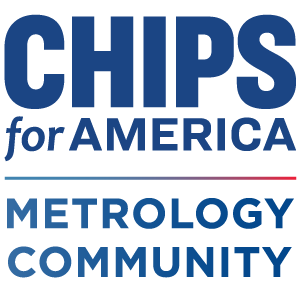 CHIPS for America Metrology Community in blue text with a blue to red gradient line