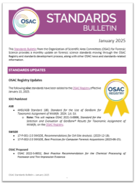 OSAC Standards Bulletin Cover - January 2025