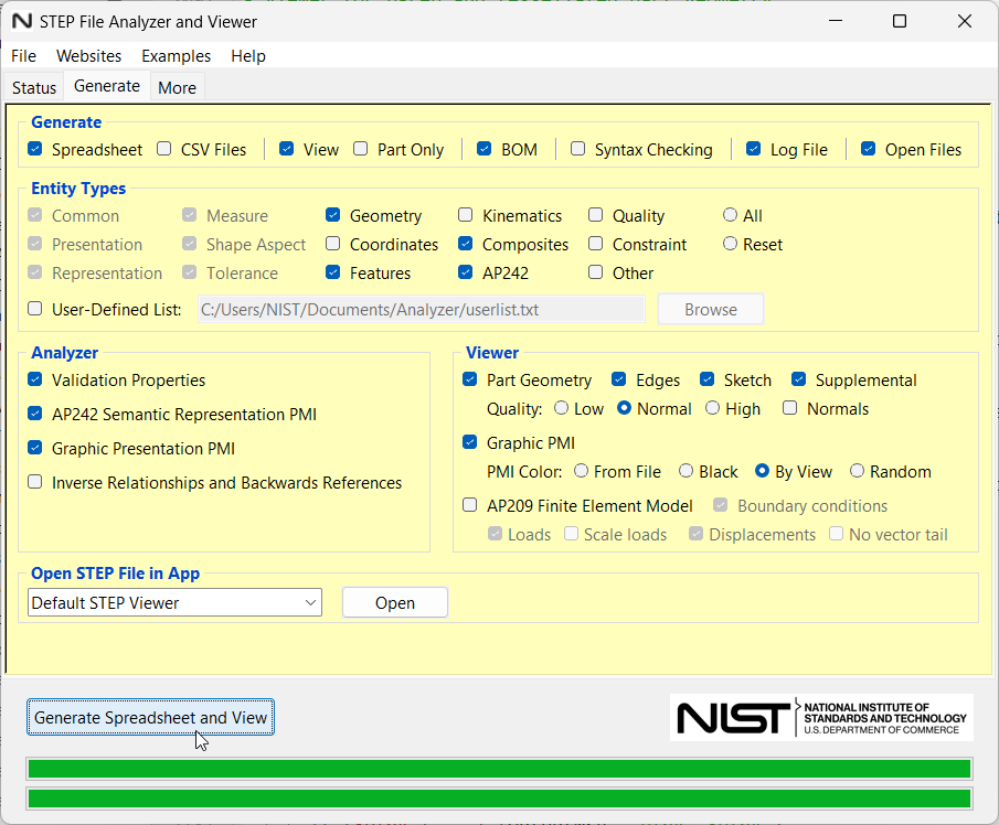 STEP File Analyzer and Viewer user interface